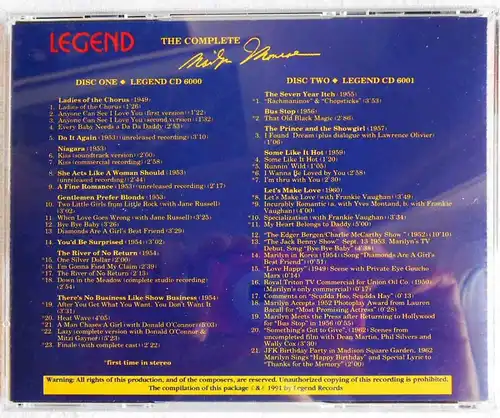 2CD Box Marilyn Monroe: Complete Recordings (w/ 20 Page Booklet) (Legend) 1991