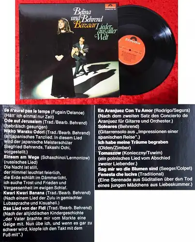 LP Belina & Behrend: Bazaar - Lieder aus aller Welt (Polydor 249 283) D