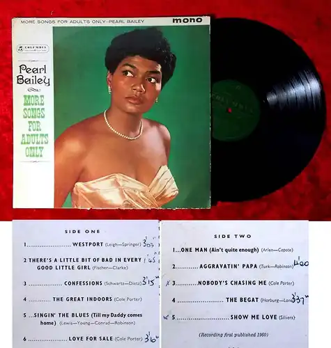 LP Pearl Bailey: More Songs for Adults Only (Columbia Mono 33SX 1247) UK 1960
