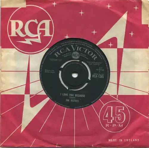 Single Jim Reeves: I Love You Because (RCA 1385) UK 1963