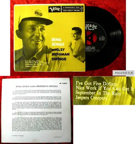 EP Bing Crosby: Bing Sings Whilst Bregman Swings (Verve EP V5022) US