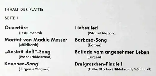LP Hildegard Knef: Die Dreigroschenoper (Decca BLK 16 242) D 1962