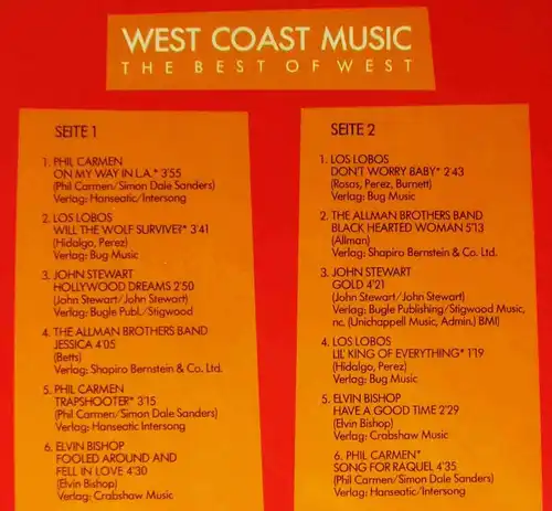LP Picture Disc Let´s Go West West Coast Music (Polydor 827 489-1) D 1985