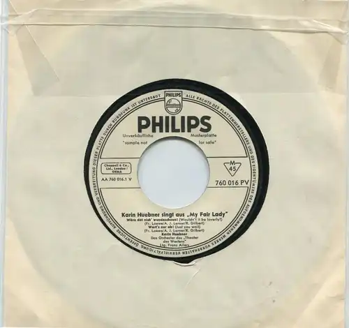 EP Karin Huebner singt aus My Fair Lady (Philips 760 016 PY) D Promo