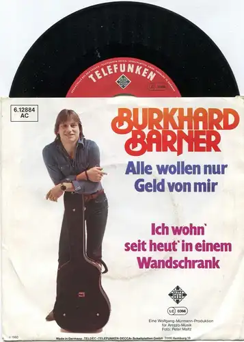 Single Burkhard Barner: Alle wollen nur Geld von mir (Telefunken 612884 AC) D 80