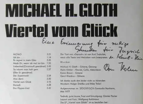 LP Michael H. Gloth: Viertel vom Glück (MG 5/77) D 1977