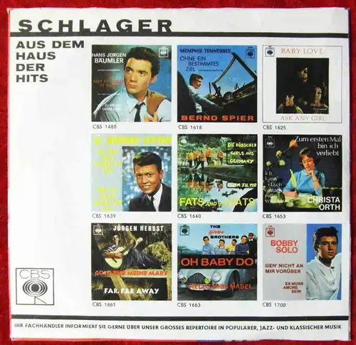Single Bobby Solo: Ich bin verliebt in Dich Christina (CBS 1654) D 1964