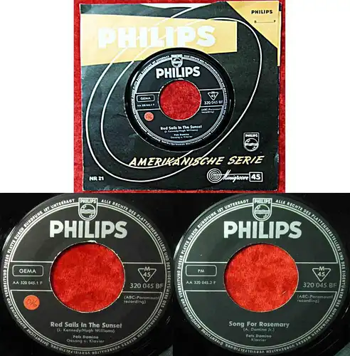 Single Fats Domino: Red Sails in the Sunset (Philips 420 045 BF) D