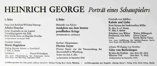 LP Heinrich George: Porträt eines Schauspielers (Telefunken 641003 AS) D