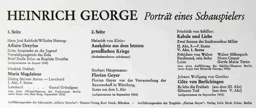 LP Heinrich George: Porträt eines Schauspielers (Telefunken 641003 AS) D 