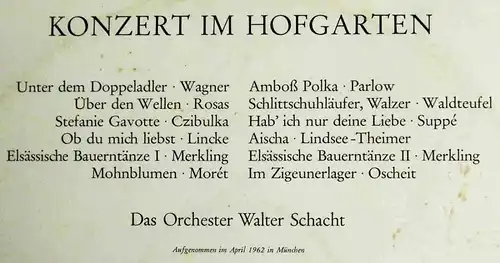 LP Walter Schacht: Konzert im Hofgarten (Odeon O 83 339) D