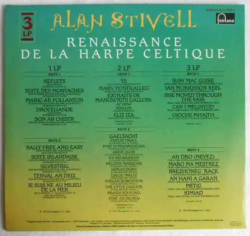 3LP Alan Stivell: Renaissance de la Harpe Celtique (Fontana 832 948-1) D 1988