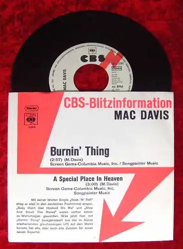 Single Mac Davis: Burnin Thing (CBS Blitzinfo)