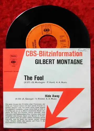 Single Gilbert Montagne: The Fool (CBS Blitzinfo 7315) D 1971