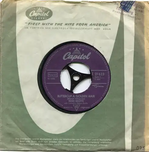 Single Dean Martin: Buttercup a Golden Hair (Capitol K 21 623) D