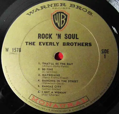 LP Everly Brothers: Rock´n Soul (Warner Bros. W 1578 Mono) US 1965