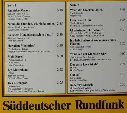 LP Sie wünschen - wir spielen - mit Willy Seiler - Süddeutscher Rundfunk D 1983