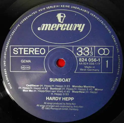 LP Hardy Hepp: Sunboat (Mercury 824 056-1) D 1985