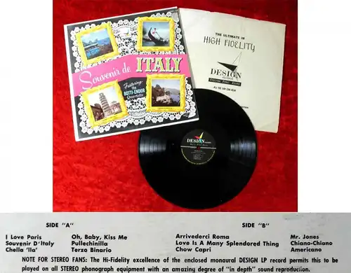 LP Botti-Endor Quartette: Souvenir de Italy (Design DLP 62) US 1957