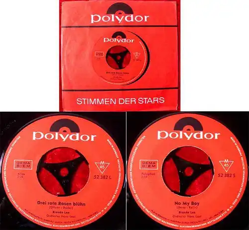 Single Brenda Lee: Drei rote Rosen blühn (Polydor 52 382) D  Orchester Hans Last