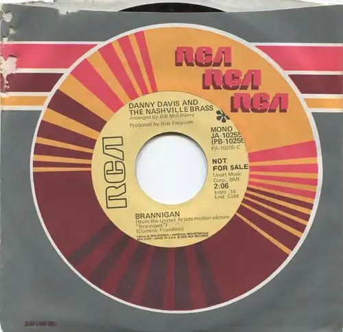 Single Danny Davis & Nashville Brass: Brannigan (RCA JA-10255) US 1974