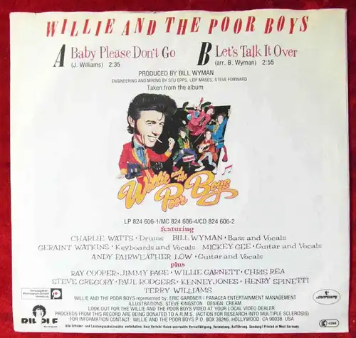 Single Willie & The Poor Boys: Baby Please Don´t Go (Rolling Stones) D 1985