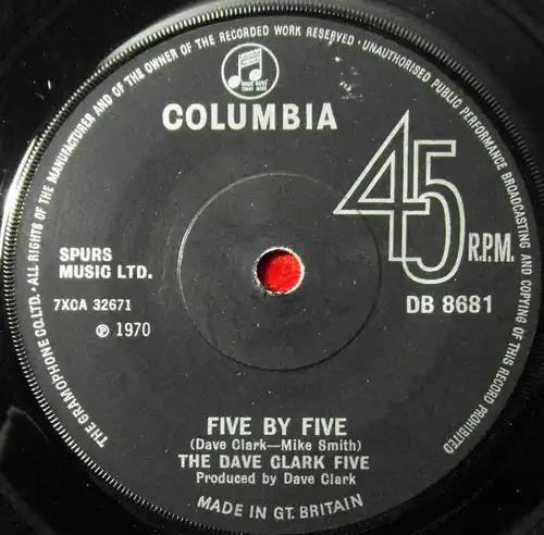 Single Dave Clark Five: Five by Five / Julia (Columbia DB 8681) UK 1970