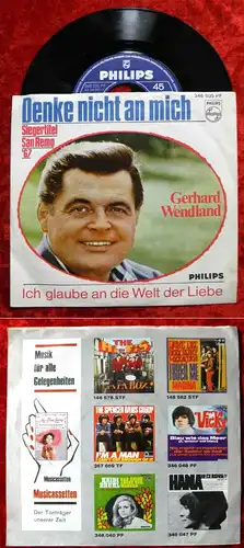 Single Gerhard Wendland: Denke nicht an mich (San Remo 1967) Philips 346 035 PF