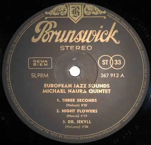 LP Michael Naura Quintet: European Jazz Sounds (Brunswick 267 912 Stereo) D 1963