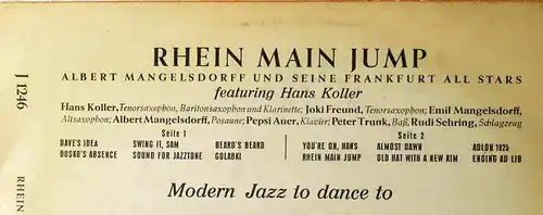LP Frankfurt All Stars feat Hans Koller - Rhein Main Jump (Jazztone J-1246) 