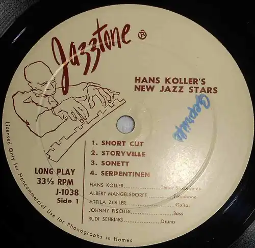 25cm LP Hans Koller New Jazz Stars: Jazz Wien - Berlin (Jazztone J 1038) 