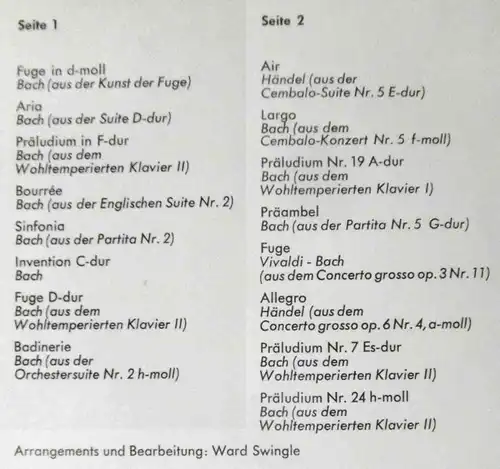 LP Swingle Singers: Swinging Baroque  (Philips) Deutscher Schallplattenclub