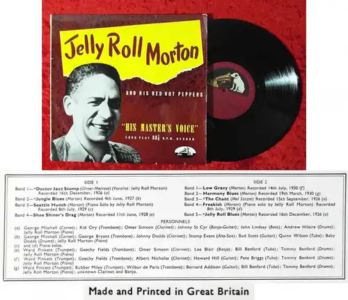 25cm LP Jelly Roll Morton & His Red Hot Peppers (HMV DLP 1016) UK
