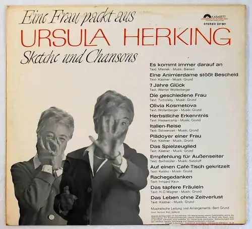 LP Ursula Herking: Eine Frau packt aus (Polydor International 237 801) D 1964 PR