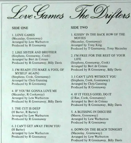 LP Drifters: Love Games (Bell 1C 062-96 446) D 1975