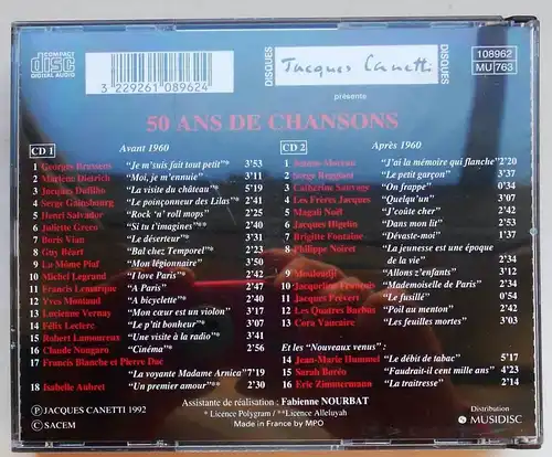2CD Box 50 Ans de Chansons (DJC) 1992