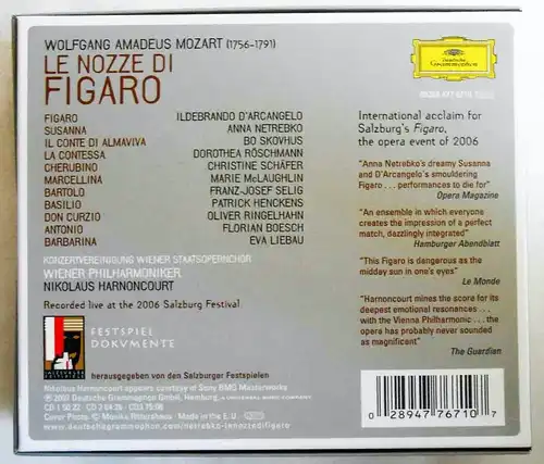 3CD Mozart: Le Nozze di Figaro (DGG) Netrebko Harnoncourt 2007