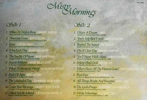 LP Misty Mornings - 22 Songs Of Hope - (Ronco RTL 2066) UK 1981 Abba!!