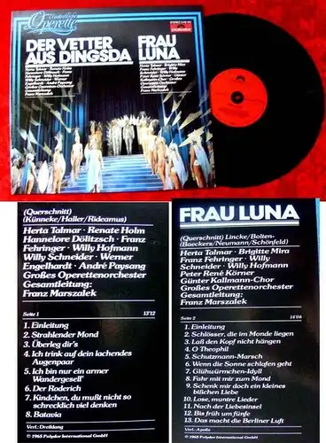 LP Unsterbliche Operette Der Vetter aus Dingsda Frau Lu