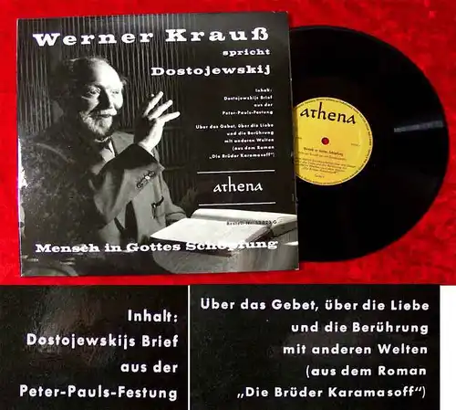 25cm LP Werner Krauss spricht Dostojewskij (Athena 53 023) D 1958