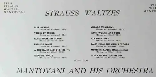 LP Mantovani: Strauss Waltzes (London Stereo PS 118) US