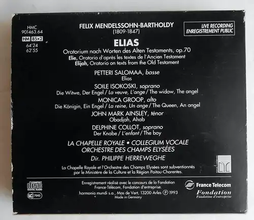 2CD Box Mendelssohn: Elias - Solomaa Isokoski Groop (HMC) 1993