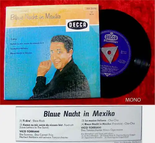 EP Vico Torriani: Blaue Nacht in Mexico (Decca DX 2096) Füllschrift