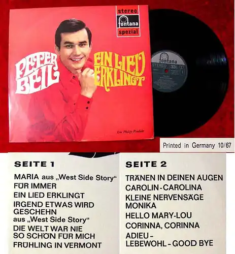 LP Peter Beil: Ein Lied erklingt  (Fontana 701 593 WPY) D 1967