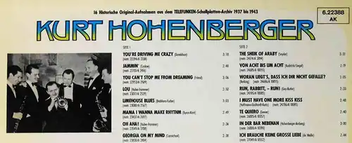 LP Kurt Hohenberger: Swing Tanzen Verboten (Telefunken 622388 AK) D 1976
