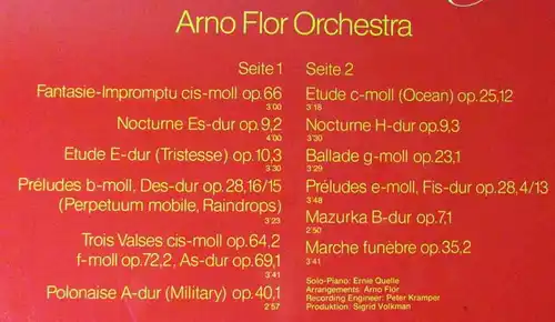 LP Arno Flor: Chopin Wonderland (BASF 20 22455-4 SQ Quadrophonie) D 1975