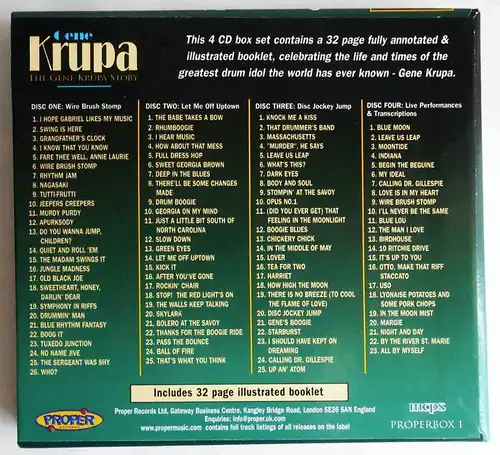 4CD Set Gene Krupa: Gene Krupa Story (Proper) incl 32 page Booklet (2005)