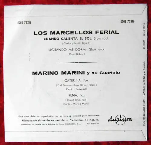 EP Marino Marini & los Marcellos Ferial: (Durium ECGE 75216) Spanien