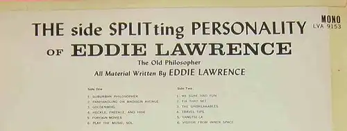 LP Eddie Lawrence: The Side Splitting Personality of... (Coral LVA 9153 Mono) UK