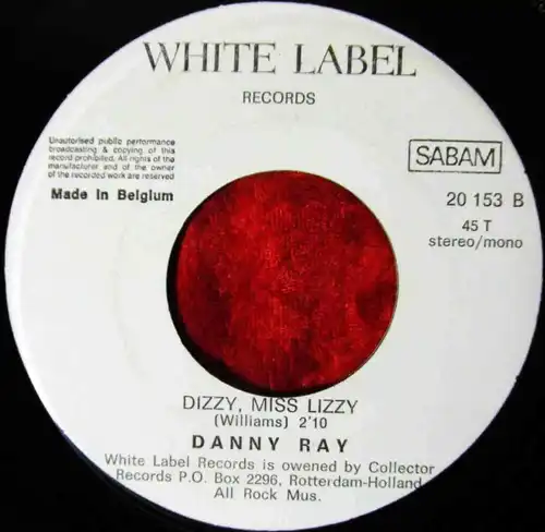 Single Danny Ray: There Never Be Nothing (White) Belgium